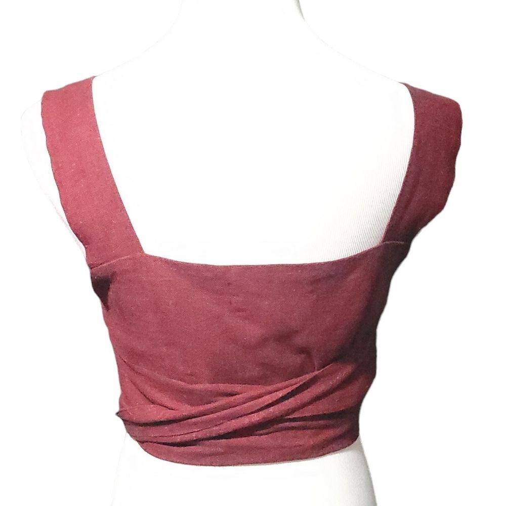 All That Remains Natalie Linen Tie Top Burgundy Womens 8 Limited Edition - Picture 3 of 12